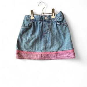 Y2K Cherokee Denim Skirt with Pink Trim – Size 5T